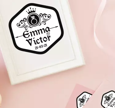 Personalised couple wedding sticker - TenStickers