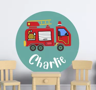 Personalised fire truck toy decal - TenStickers