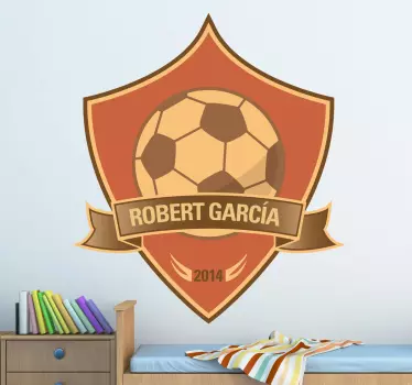 Personalised Football Champion Shield Wall Sticker - TenStickers