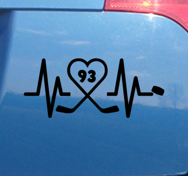 Personalised hockey heart beat car decal - TenStickers