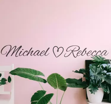Personalised husband and wife hearts bridal stickers - TenStickers