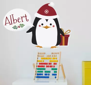 Personalised penguin christmas wall sticker - TenStickers