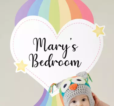Personalised Rainbow hearts baby wall sticker - TenStickers