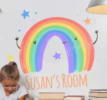 Personalised water colour rainbow baby wall sticker - TenStickers