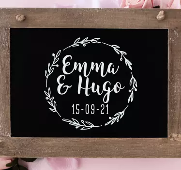 personalised wedding laurel holiday sticker - TenStickers