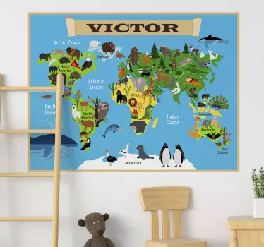 Personalised world map sticker - TenStickers
