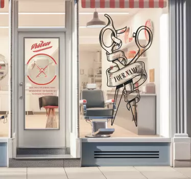 personalized barbershop logo shop window sticker - TenStickers