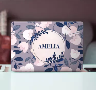 Personalized Floral Pattern laptop skin - TenStickers
