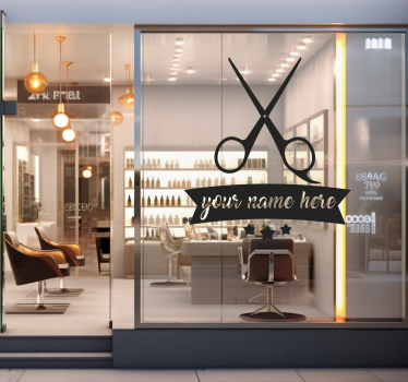 personalized hair salon shop window sticker - TenStickers