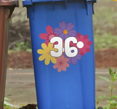 Personalized number flowers Container decal - TenStickers