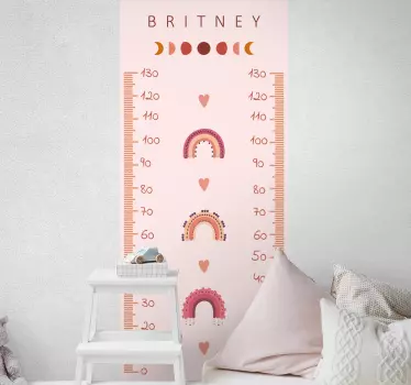 Personalized pink height chart decal - TenStickers