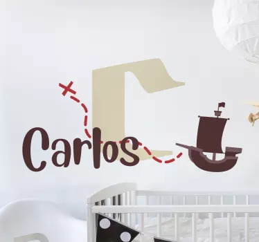 Personalised pirate adventure wall stickers for kid - TenStickers
