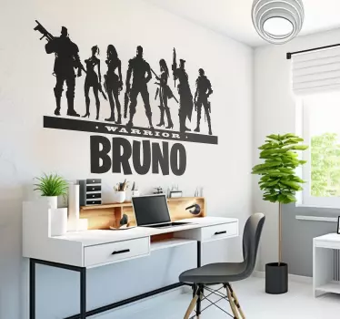 personalized warrior video game sticker - TenStickers