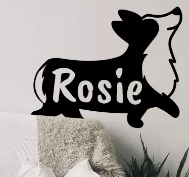 Pet wall art playful corgi name personalization - TenStickers