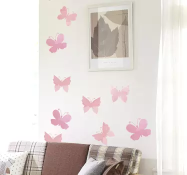 Pink butterflies  butterfly decals for walls - TenStickers