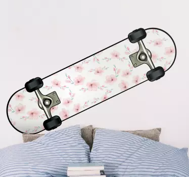 Pink Cherry Blossoms Skateboard wall decal - TenStickers