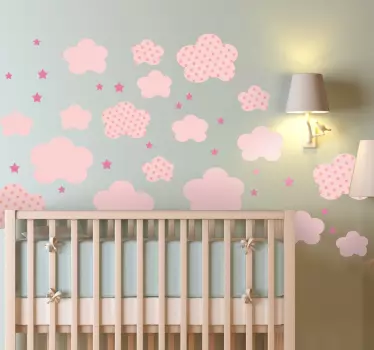 Pack of 41 Pink Clouds Kids Stickers - TenStickers