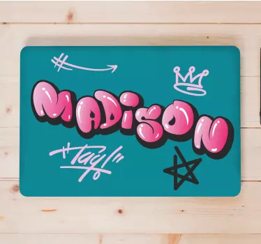 Pink cool lettering graffiti laptop stickers - TenStickers
