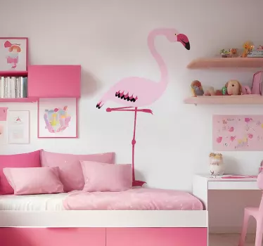 Pink Flamingo Wall Art Decal - TenStickers