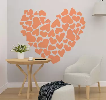 Pink heart made of hearts wall decor - TenStickers