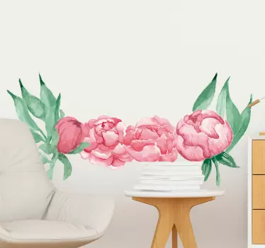Pink peonies flower wall decal - TenStickers