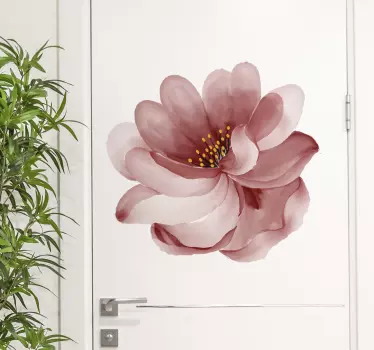 Pink rose design glass door sticker - TenStickers