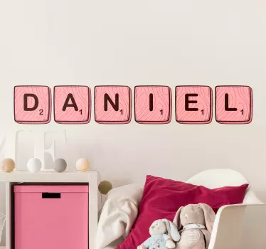 Pink scrabble personalised word Board game wall decal - TenStickers
