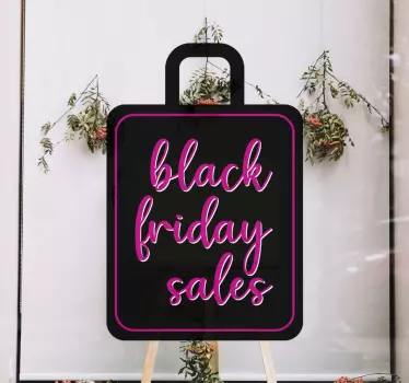 pink shopping bag black friday sales window decal - TenStickers