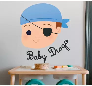 Pirate baby with name illustration sticker - TenStickers