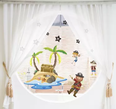 Pirates and palm trees window decal - TenStickers