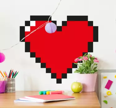 Pixel Love Heart Sticker - TenStickers
