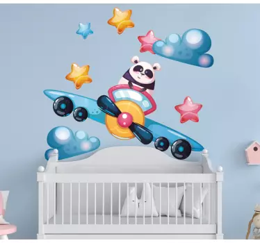 Playful panda pilot wall stickers for kid - TenStickers