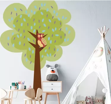 Playful Tree Owl wall stickers for kid - TenStickers
