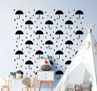 Playful Umbrella Pattern wall stickers for kid - TenStickers