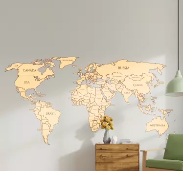Political World Map Sticker - TenStickers