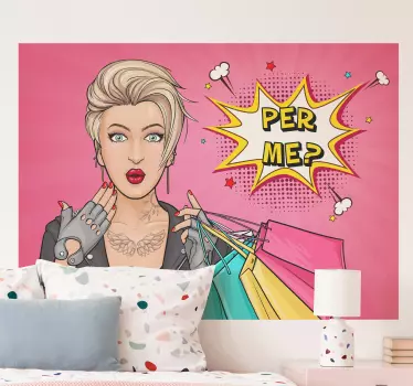 Pop art girl retro wall decal - TenStickers