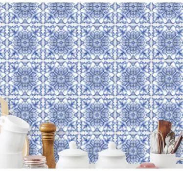 Portuguese cement tiles design bathroom sticker - TenStickers