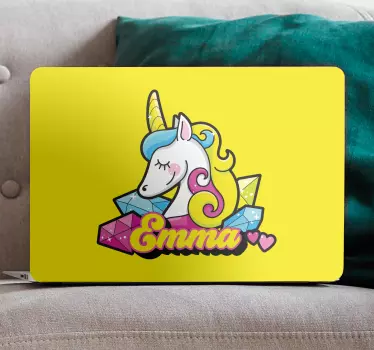 Pretty diamond unicorn laptop stickers - TenStickers