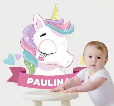 Pretty rainbow hair unicorn  Custom Sticker - TenStickers