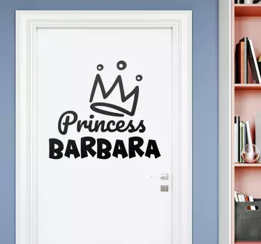 Princess crown with name glass door sticker - TenStickers