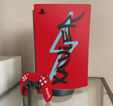 Ps5 skin red graphic design - TenStickers
