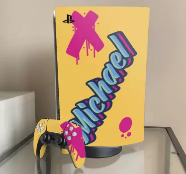 Ps5 skin with custom colorful name design - TenStickers