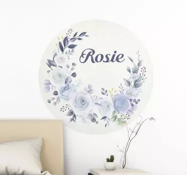 Purple meadow floral frame flower wall decal - TenStickers