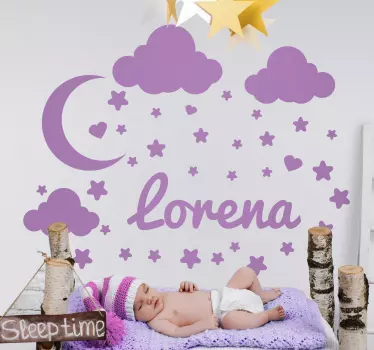 Rain of stars with name illustration wall art - TenStickers