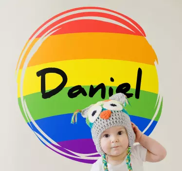 Rainbow circle personalized wall decal - TenStickers