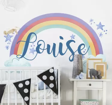 Rainbow name personalized with blue star decal wall art - TenStickers