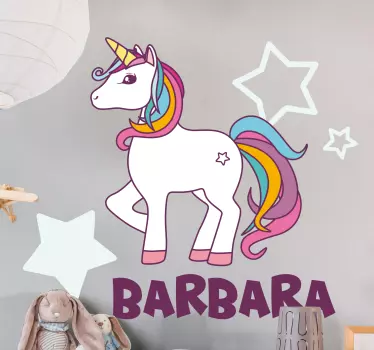 Rainbow personalised unicorn animal wall decor - TenStickers