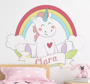 Rainbow unicorn fairy tale wall decal - TenStickers