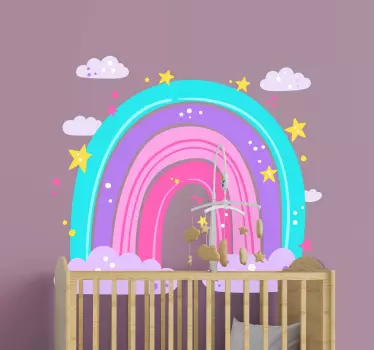 Rainbow with stars  illustration wall art decal - TenStickers