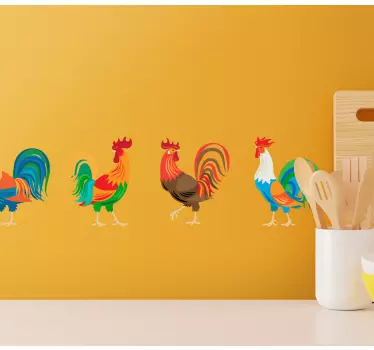 Realistic roosters pattern border sticker - TenStickers